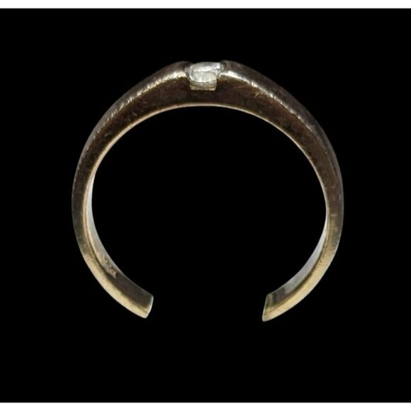 Minimalist Gold Tone Over Sterling Silver Single Cubic Zirconia Ring - Picture 5 of 12